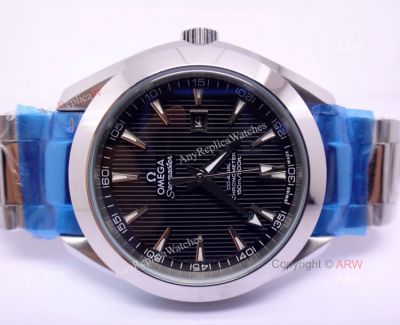 Replica Omega Aqua Terra Black Face Watch For Men Stainless Steel